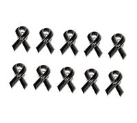 Broche de listón negro de calidad, 10 Uds, con revestimiento para concienciación sobre melanoma y servicio conmemorativo, Pin de ramillete de luto
