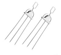 Brochetas de acero inoxidable de tres puntas con varilla de empuje para una fácil carga, pinchos planos para barbacoa para asar Shish Kabob de 15 pulgadas (2 tenedores de parrilla)