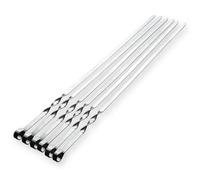 Brochetas Juego de 6 brochetas for barbacoa 55 cm con mango largo, tenedor madera, acero inoxidable, bolsas agujas for exteriores(B 6PCS-45CM)