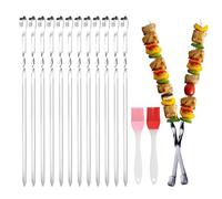 Brochetas para barbacoa de acero inoxidable, 20 unidades, de acero inoxidable, para barbacoa Kabob, 30 cm, reutilizables, para fiestas al aire libre y en el jardín