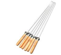 Brochetas Pinchos for barbacoa de 55 cm con mango largo, palillos for, tenedor madera, acero inoxidable, bolsas agujas for exteriores(6PCS 45cm)