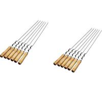 Brochetas Pinchos for barbacoa de 55 cm con mango largo, palillos for, tenedor madera, acero inoxidable, bolsas agujas for exteriores(6PCS X 2 55CM)