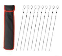 Brochetas planas de acero inoxidable, 10 unidades, reutilizables, para barbacoa, juego de 43 cm de largo (B)
