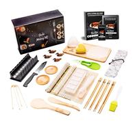 Brodevet Kit Sushi 2025 - 29 Piezas con Guía Práctica, Recetario, Palillos Japoneses, Esterilla Sushi, Molde Onigiri, Arroz Sushi, Alga Nori para Sushi - Set Profesional DIY para Principiantes
