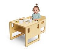 Brolteja Mesa y Silla para Niños, Mesa de Madera Montessori con Almacenamiento, Adecuada para Niños para Leer, Jugar, Comer