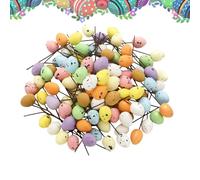 Brooksnaji Huevos de Pascua, 100 piezas de huevos manchados para tarta, decoraciones con tallos, para decoración de fiestas, oficina, casa, florero, corona