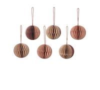 Broste Copenhagen 70080421 - Juego de 6 Adornos para árbol de Navidad, Papel en Color Beige y Rosa