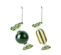 Broste Copenhagen Adorno navideño Candy vidrio 2 piezas Forest Green