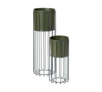 Broste Copenhagen Maceta con soporte Fenja 2 piezas Green