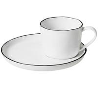 broste Copenhagen Salt Taza con platillo, Porcelana, Blanco, 1 Stück (1er Pack)