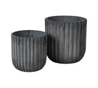 Broste Copenhagen Set de 2 macetas Fiber Charcoal