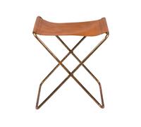 Broste Copenhagen Taburete Nola cuero marrón. 45 cm