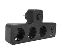 Brrnoo Extensor de Salida Portátil con 3 Salidas de CA, 3 Puertos USB y 1 Puerto Tipo C, Regleta de Alimentación de 2500 W, Interruptor de Protección contra Sobrecarga para el Hogar,