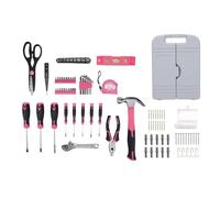 Brrnoo Kit de Herramientas para el Hogar Juego de Utensilio Doméstico de 47 Piezas con Asas Ergonómicas y Caja Plegable para Reparaciones en el Hogar, la Oficina y el Campus