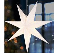 BRUBAKER 3D Colgante Estrella de Navidad - Estrella de Papel de Ventana con E14 Pie - 60 cm Estrella de Adviento con Patrón Deco - Estrella de Luz de Navidad Set con Cable de 3,5 M - Colgando - Blanco
