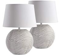 BRUBAKER Juego de 2 lámparas de mesa o de mesilla de noche, color blanco, pie de cerámica en acabado mate bicolor, 38 cm de altura, blanco/gris