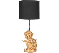 BRUBAKER Lámpara de Mesa o de Cabecera Little Monkey - Lámpara de Mesa con Base de Cerámica y Pantalla de Tela - 52 cm de Altura, Oro Negro