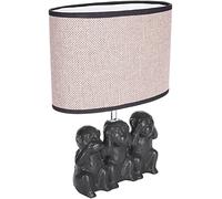 BRUBAKER Lámpara de Mesa o de Cabecera Monkey Smileys - Lámpara de Mesa con Base de Cerámica y Pantalla de Tela - 35,5 cm de Altura, Negro Beige