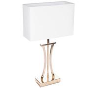 BRUBAKER Lámpara de Mesa o Mesita de Noche Columna Dorada - Lámpara de Mesa Vintage de Metal - 50 cm de Altura, Blanco Dorado