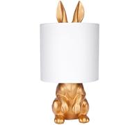 BRUBAKER Lámpara de Sobremesa o Mesilla Conejo Dorado - Lámpara de Sobremesa con Base de Cerámica y Pantalla de Tela - 42 cm de Altura, Oro Blanco