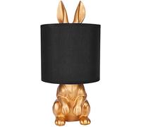 BRUBAKER Lámpara de Sobremesa o Mesilla Conejo Dorado - Lámpara de Sobremesa con Base de Cerámica y Pantalla de Tela - 42 cm de Altura, Negro Oro