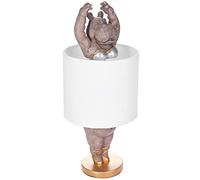 BRUBAKER Lámpara de Sobremesa o Mesilla Hippo Ballerina - Lámpara de Sobremesa con Base de Cerámica y Pantalla de Tela - Altura 43 cm, Blanco Gris