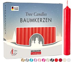 Brubaker - Lote de 20 velas rojas de Navidad para portavelas de pirámide o de árbol de Navidad