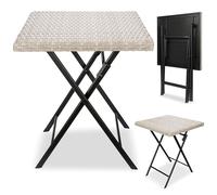 BRUBAKER Mesa de Jardín Lugano - Mesa de Balcón 58 x 58 cm Impermeable - Mesa Auxiliar Plegable de Poliratán y Metal - Mesa de Camping Cuadrada para Balcón, Terraza - Mesa Bistro - Gris Beige