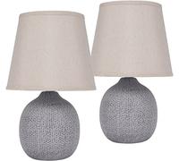 BRUBAKER Set de 2 Lámparas de Mesa o de Noche - 28,5 cm - Marrón/Beige - Pies de Lámpara de Cerámica con Estructura - Pantallas de Lino Beige