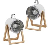 BRUBAKER set de 2 lámparas de sobremesa o de pie - diseño industrial - altura hasta 42 cm - base de madera - foco metal blanco