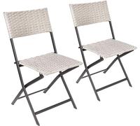 BRUBAKER Set de 2 Sillas de Jardín Lugano - Silla Plegable de Poliratán Impermeable y Robusta - Silla de Bistró - Silla de Camping para Jardín Balcón y Terraza - Silla de Camping - Gris Beige