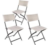 BRUBAKER Set de 3 Sillas de Jardín Lugano - Silla Plegable de Poliratán