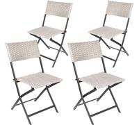 BRUBAKER Set de 4 Sillas de Jardín Lugano - Silla Plegable de Poliratán | Impermeable y Robusta - Silla de Bistró - Silla de Camping para Jardín Balcón y Terraza - Silla de Camping - Gris Beige