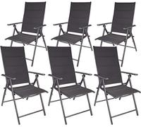 BRUBAKER Set de 6 Sillas de Jardín Riva - Respaldo Alto Plegable - Gris