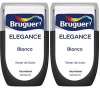 Bruguer ELEGANCE Pintura Monocapa ExtraMate, Paredes y Techos, Interior, Exterior protegido, Alta Durabilidad, UltraLavable, Resistente al Desgaste y Manchas Blanco 30 ml (Paquete de 2)
