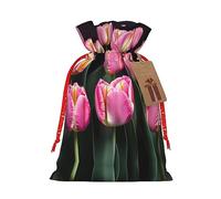 BrUgui Juego de bolsas de regalo festivas, embalaje reutilizable para Navidad, cumpleaños y fiestas, bolsas de regalo decorativas rosas y tulipanes