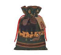 BrUgui Juego de bolsas de regalo festivas, embalaje reutilizable para Navidad, cumpleaños y fiestas, bolsas de regalo decorativas The Lodge Bear Deer