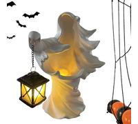 Bruja fantasma con linterna de resina iluminada gótica para Halloween | Estatua de bruja fantasma iluminada para apartamento, casa embrujada, sótano, garaje, jardín, patio, balcón, mesa, estantería