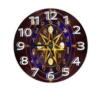 Bruja Pagana Wiccana Triple Luna Pentagrama Relojes De Pared Decorativo Reloj De Cuarzo Decoración Redondo Reloj De Pared para Salón Decoración Hogar 25Cm