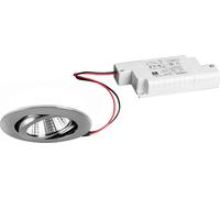 BRUM, foco empotrable redondo, 6W, cromo, modelo BB03, 650 lúmenes, 3000K, código DA68, código ET36, incluye convertidor regulable