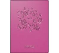 BRUNNEN 1073668022 - Agenda de bolsillo modelo 736 Kompagon, 1 página = 1 día 10 x 14 cm, funda de piel sintética, color rosa, calendario 2022