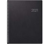 BRUNNEN 1076101901 Buchkalender Manager Wt 7 - weektimer, 2 Seiten = 1 Woche, 21 x 26 cm, Kunststoff-Einband schwarz, Kalendarium 2021, Wire-O-Bindung