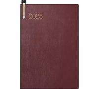 BRUNNEN Agenda de bolsillo modelo 723 (2025), 2 páginas = 1 semana, A7, 160 páginas, tapa suave, burdeos