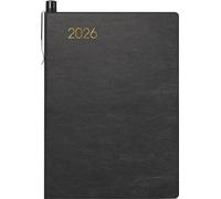 BRUNNEN Agenda de bolsillo, modelo 723 2026, A7, piel sintética, color negro