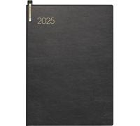 BRUNNEN Agenda de bolsillo modelo 731 (2025), Planificador Semanal, 2 páginas = 1 semana, A6, 176 páginas, tapa suave, color negro