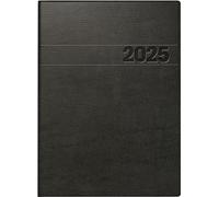BRUNNEN Agenda de libro modelo 796 (2025), 2 páginas = 1 semana, A5, 128 páginas, cubierta de lámina de espuma, interior rígido, negro