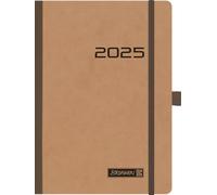 BRUNNEN Agenda de libro modelo 796 (2025), 2 páginas = 1 semana, A5, 128 páginas, tapa de cartón flexible, color marrón