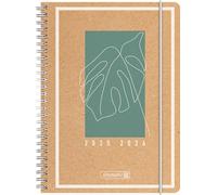 BRUNNEN Agenda escolar (2025/2026), diseño de hoja de la jungla, 2 páginas = 1 semana, A5, 208 páginas, cubierta de papel kraft