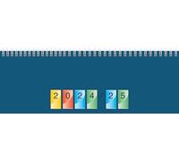 BRUNNEN Agenda horizontal DATAline modelo 771 (2025), 1 página = 1 semana, 297 × 105 mm, 96 páginas, tapa de cartón, azul