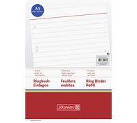 Brunnen - Archivador (Insertar inserto de carpeta de anillas A5, 70 g/m², a rayas, 50 hojas, color blanco